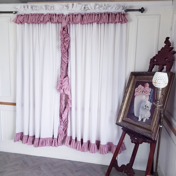 Vtg Priscilla Curtain Panels Ruffled 168W x 78L - Picture 11 of 12